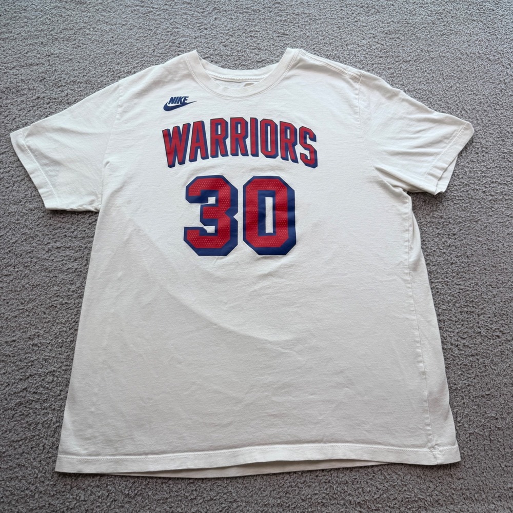 Nike Men White Golden State Warriors Stephen Curry 30 Graphic T-Shirt XL HJ2753